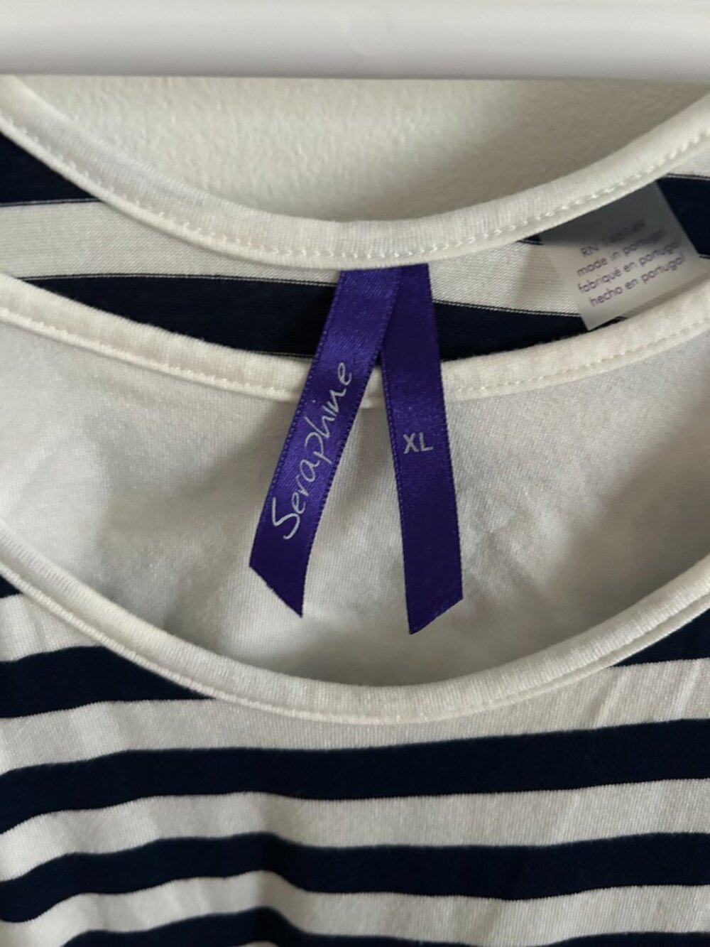 Seraphine Navy and White Striped Maternity Dress - Picture 4 of 5